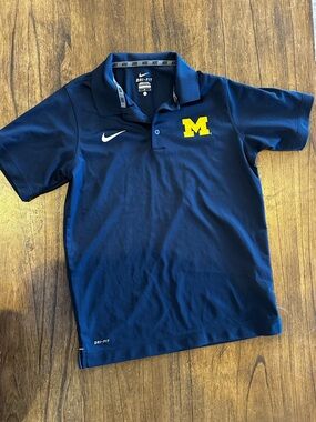 Nike Dri-FIT Michigan Wolverines Polo Shirt Youth Large Blue NCAA